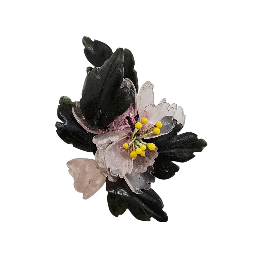 Antique Semi Precious Hand-Wired Leaf Brooch (A8661)